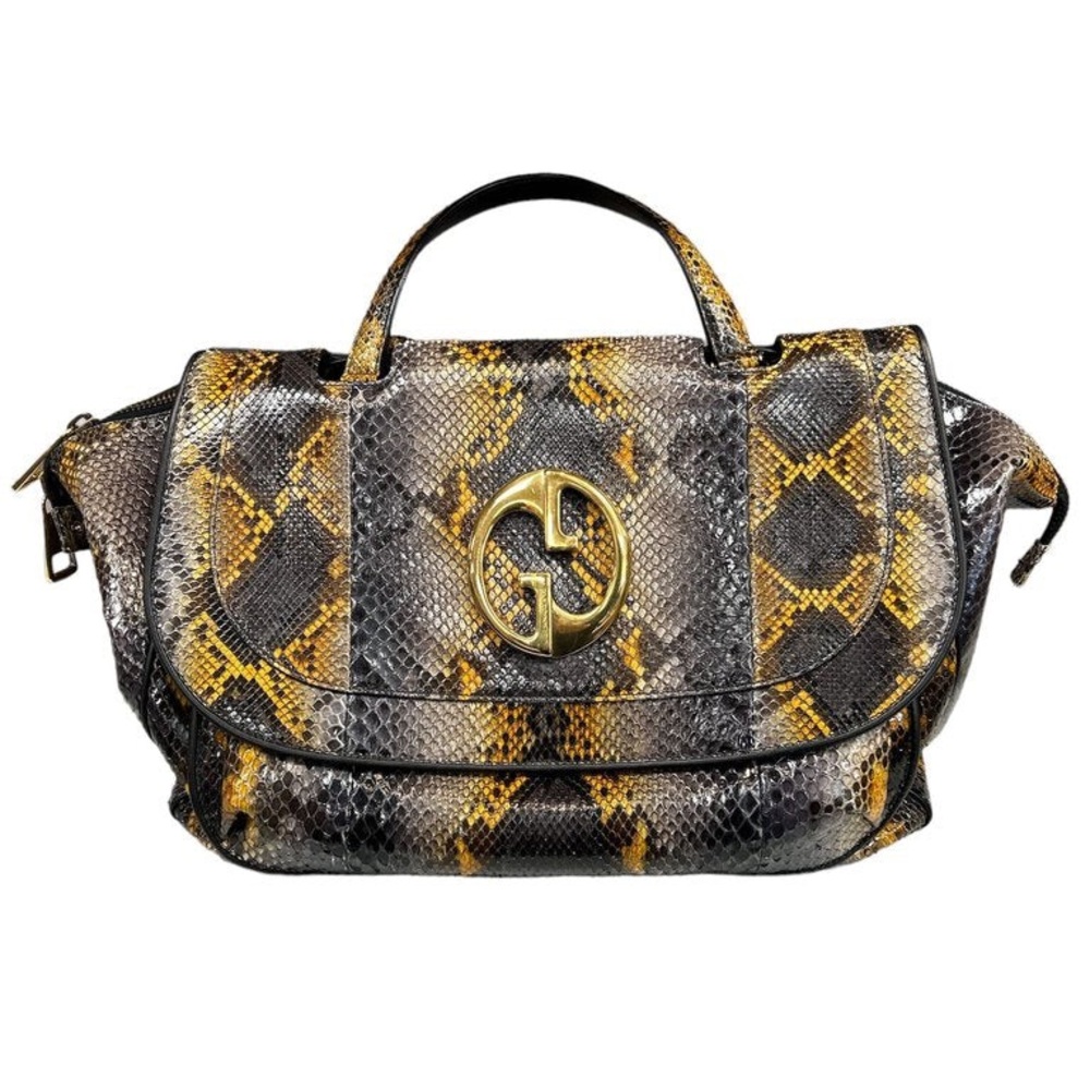 Gucci Python 1973 Medium Top Handle Satchel - Aut… - image 1